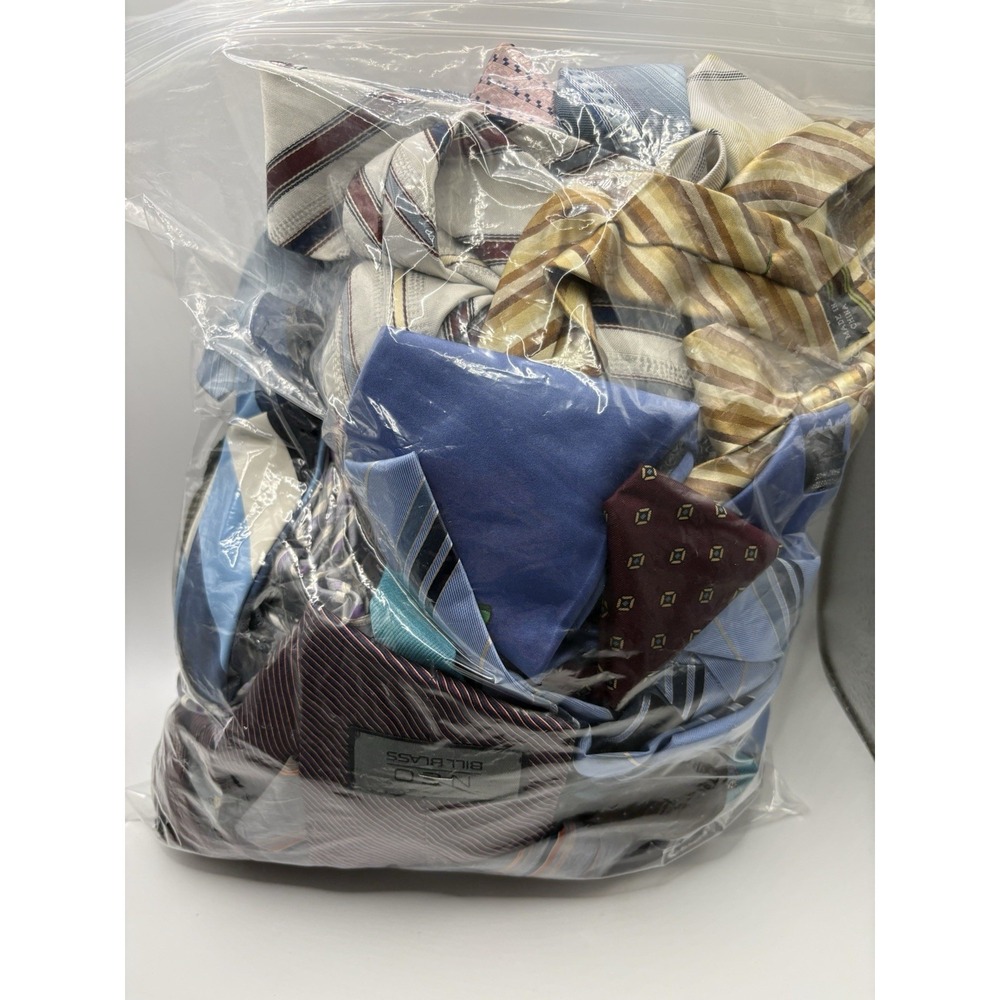 Mens Neck Tie Scrap Lot Silk Polyester Craft Repair Upcycle 2lb 5oz Mixed
